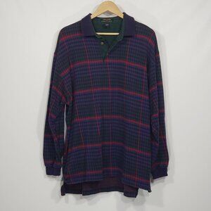 Vintage Colours by Alexander Julian  Plaid Long Sleeve Polo  Men's XL
